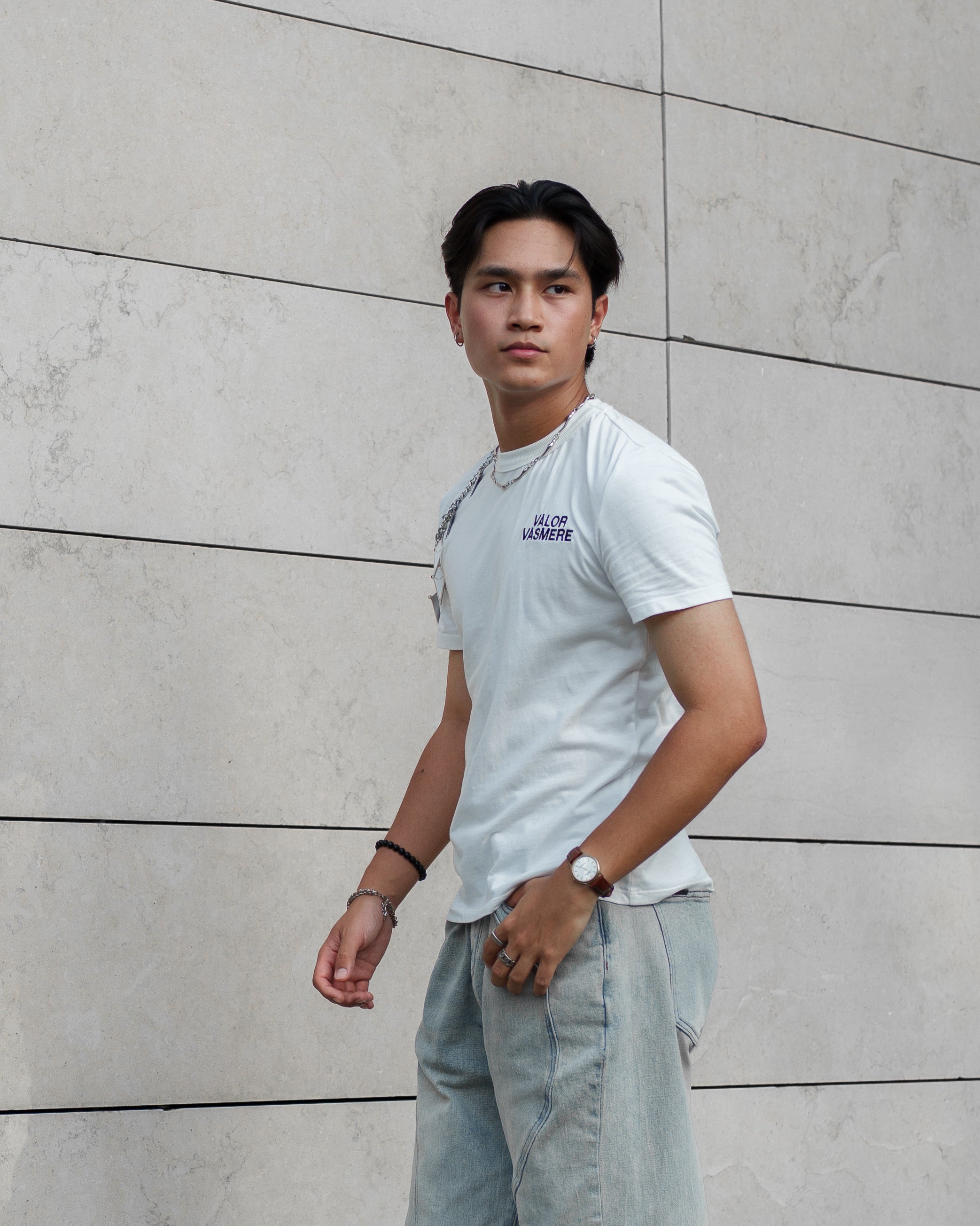 'CROWNAX' METAL CHAIN DRAPED TEE - VALOR VASMERE